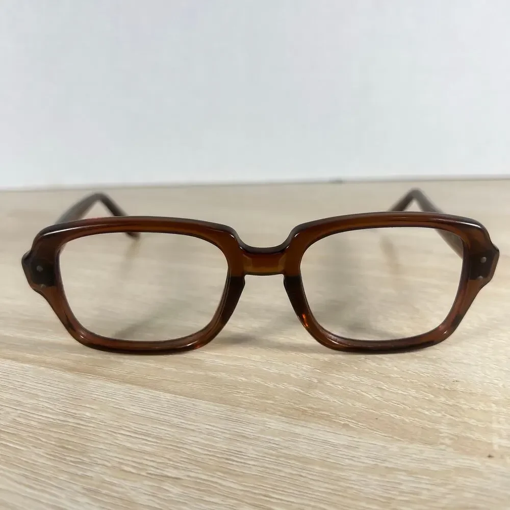 Vintage USS 4 1/2 - 5 3/4 USS 52-20 Eyeglasses Full Rim Frames ONLY Brown